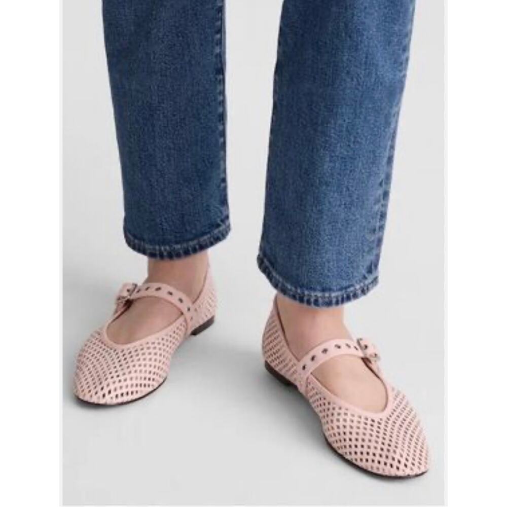 Madewell Women's The Remy Mary Jane Flat Shoes Leather Minimal Pink Size 8 NWOB - Picture 2 of 11
